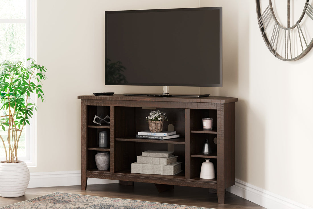 Camiburg Warm Brown Corner TV Stand - W283-67 - Bien Home Furniture &amp; Electronics