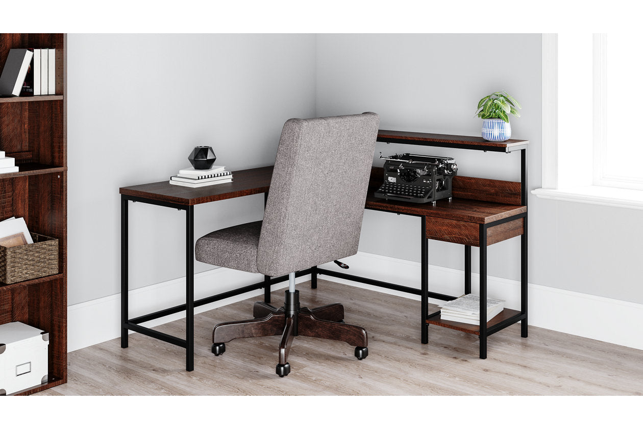Camiburg Warm Brown Home Office L-Desk with Storage - H283-24 - Bien Home Furniture &amp; Electronics