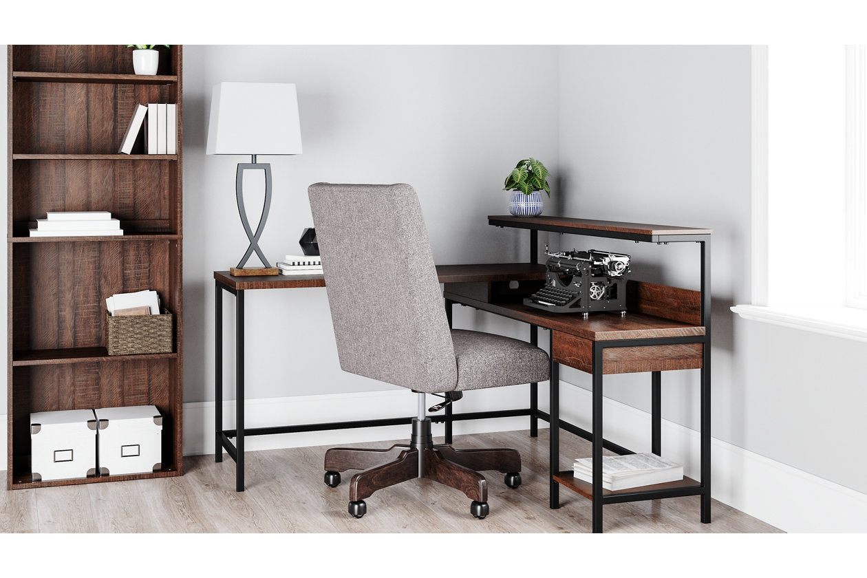 Camiburg Warm Brown Home Office L-Desk with Storage - H283-24 - Bien Home Furniture &amp; Electronics