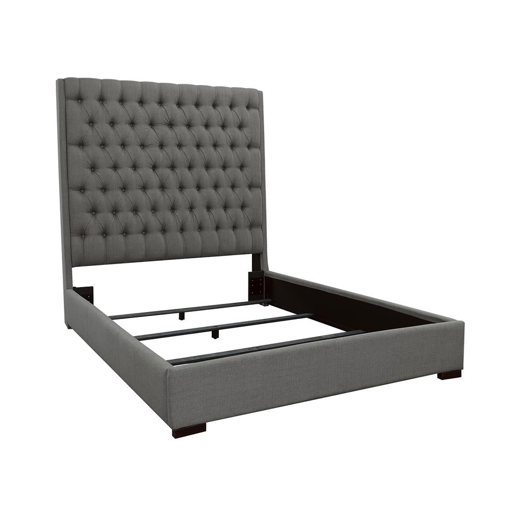 Camille Eastern King Button Tufted Bed Gray - 300621KE - Bien Home Furniture &amp; Electronics