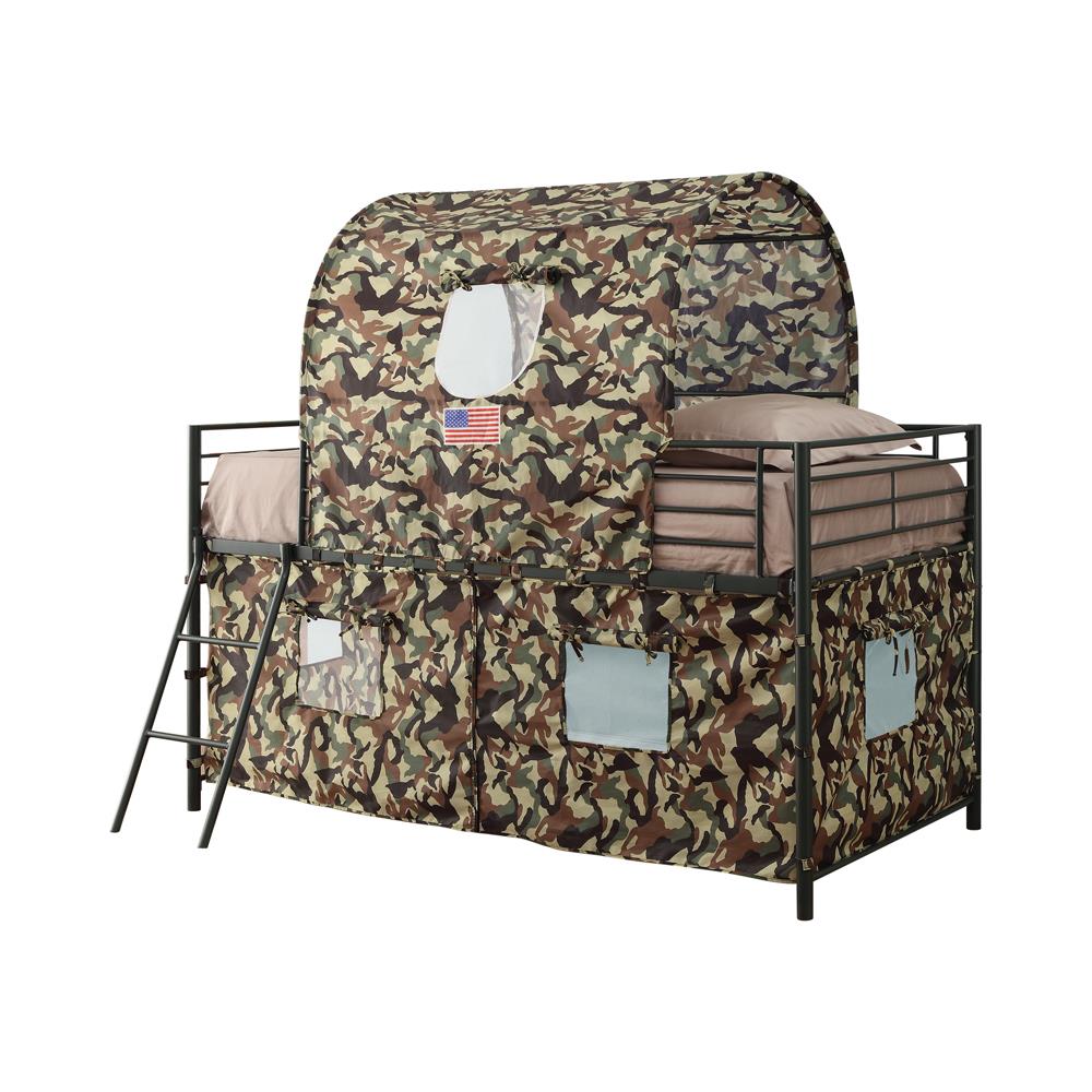 Camouflage Tent Loft Bed with Ladder Army Green - 460331 - Bien Home Furniture &amp; Electronics