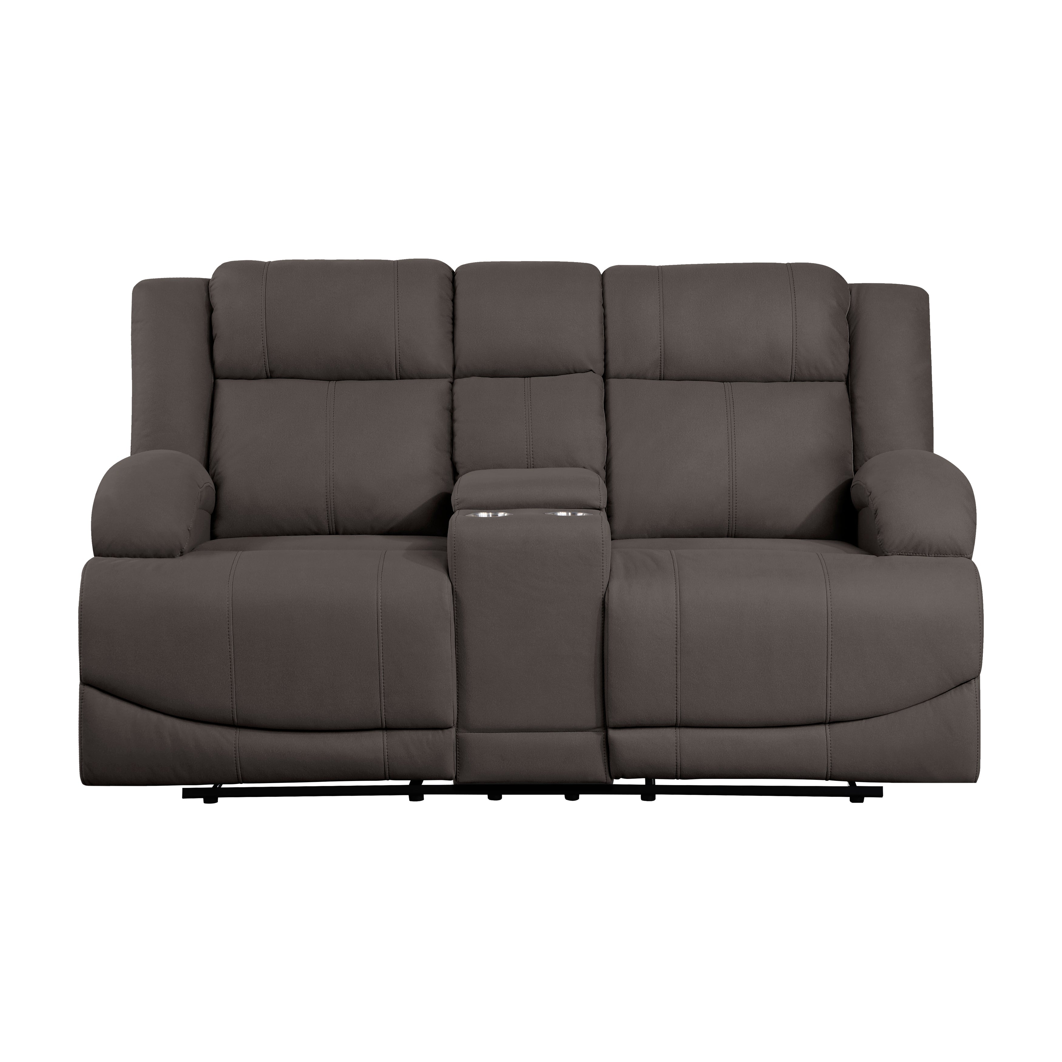 Camryn Chocolate Double Reclining Loveseat with Center Console - 9207CHC-2 - Bien Home Furniture &amp; Electronics