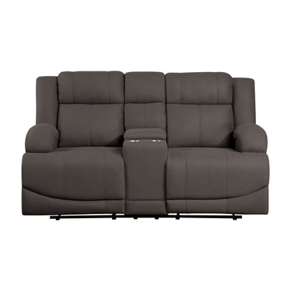 Camryn Chocolate Double Reclining Loveseat with Center Console - 9207CHC-2 - Bien Home Furniture &amp; Electronics