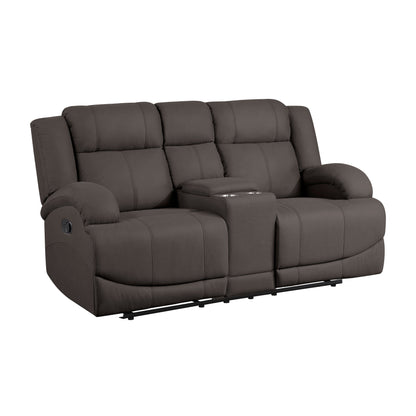 Camryn Chocolate Double Reclining Loveseat with Center Console - 9207CHC-2 - Bien Home Furniture &amp; Electronics