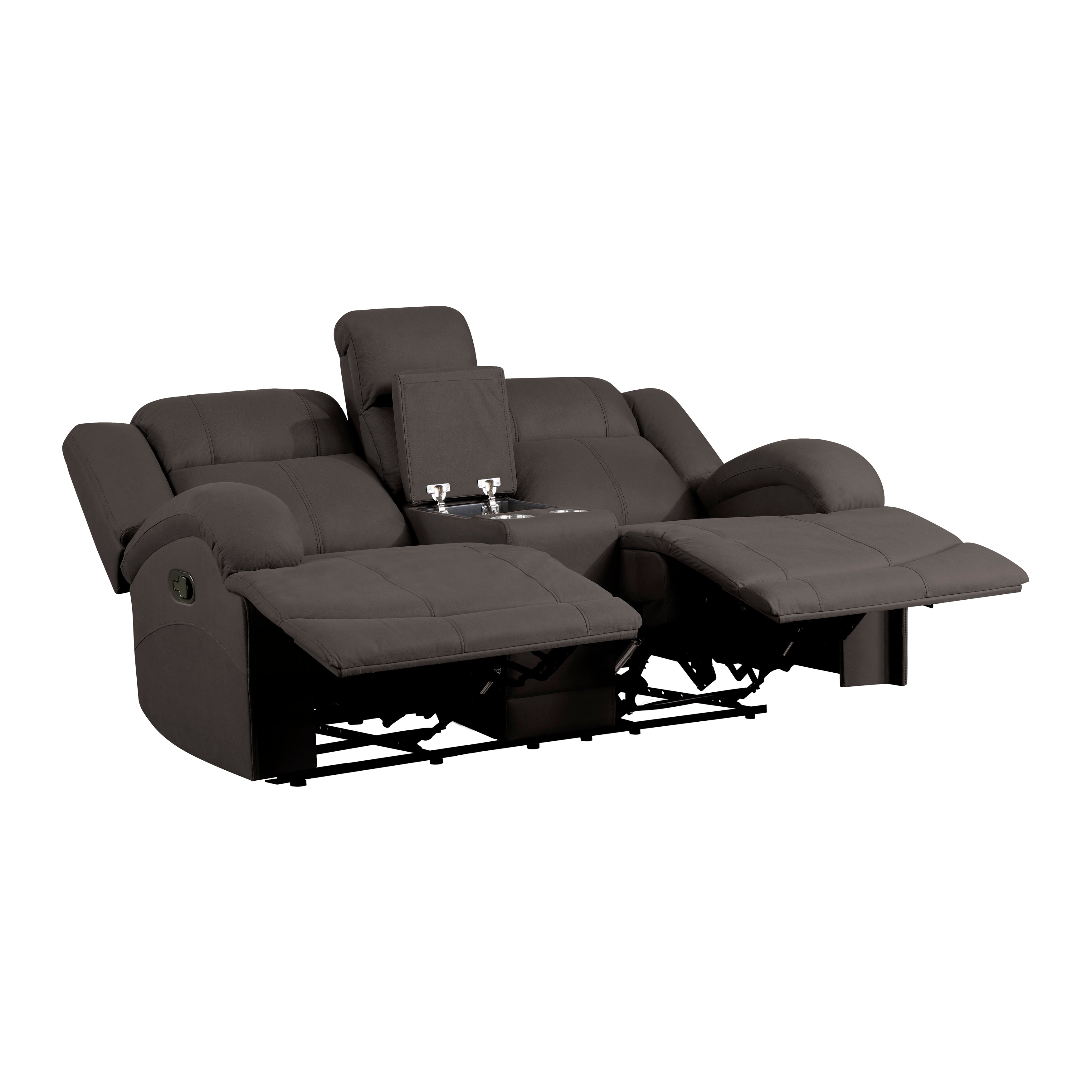 Camryn Chocolate Double Reclining Loveseat with Center Console - 9207CHC-2 - Bien Home Furniture &amp; Electronics