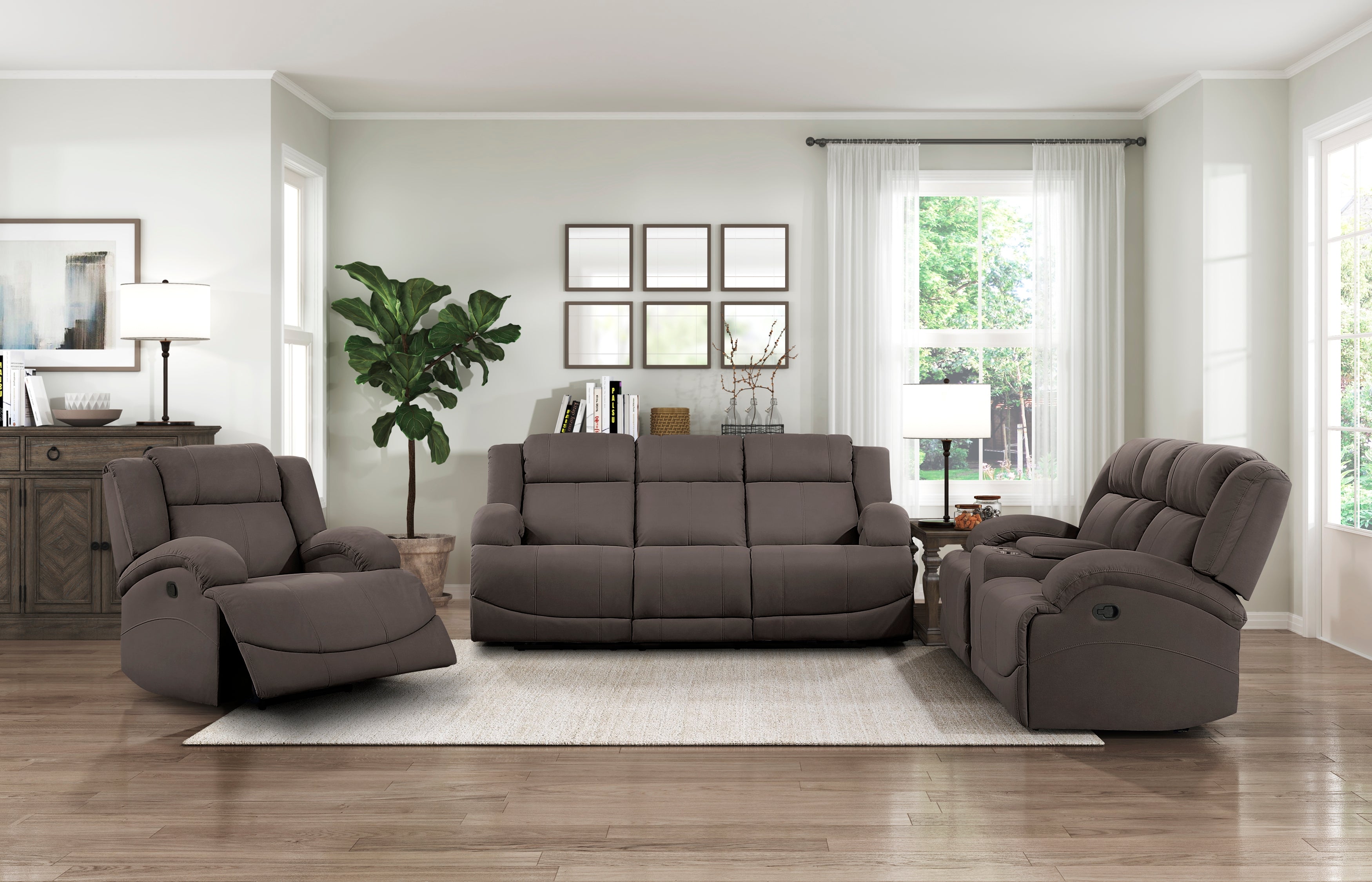 Camryn Chocolate Double Reclining Loveseat with Center Console - 9207CHC-2 - Bien Home Furniture &amp; Electronics