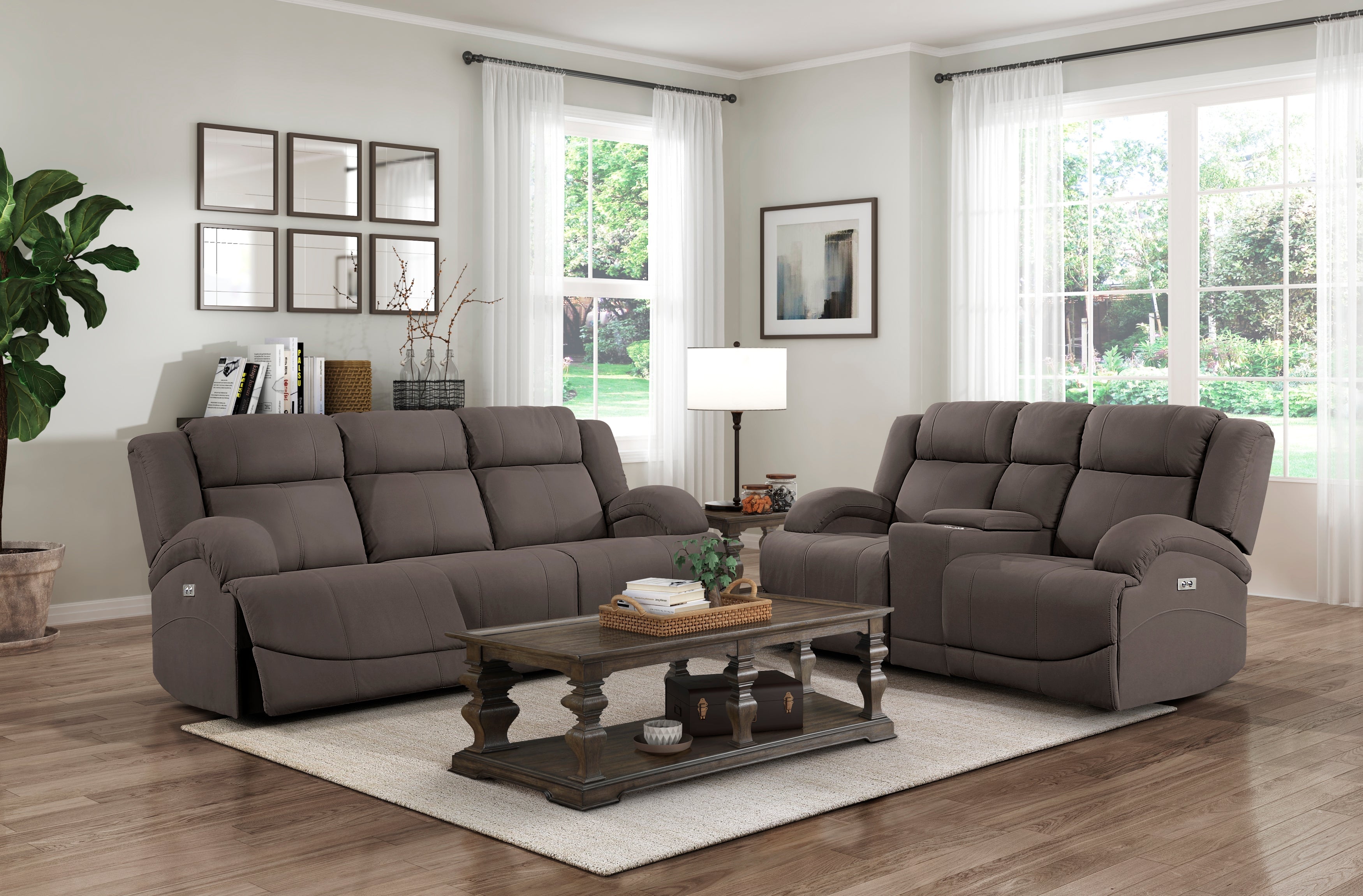 Camryn Chocolate Power Double Reclining Sofa - 9207CHC-3PW - Bien Home Furniture &amp; Electronics