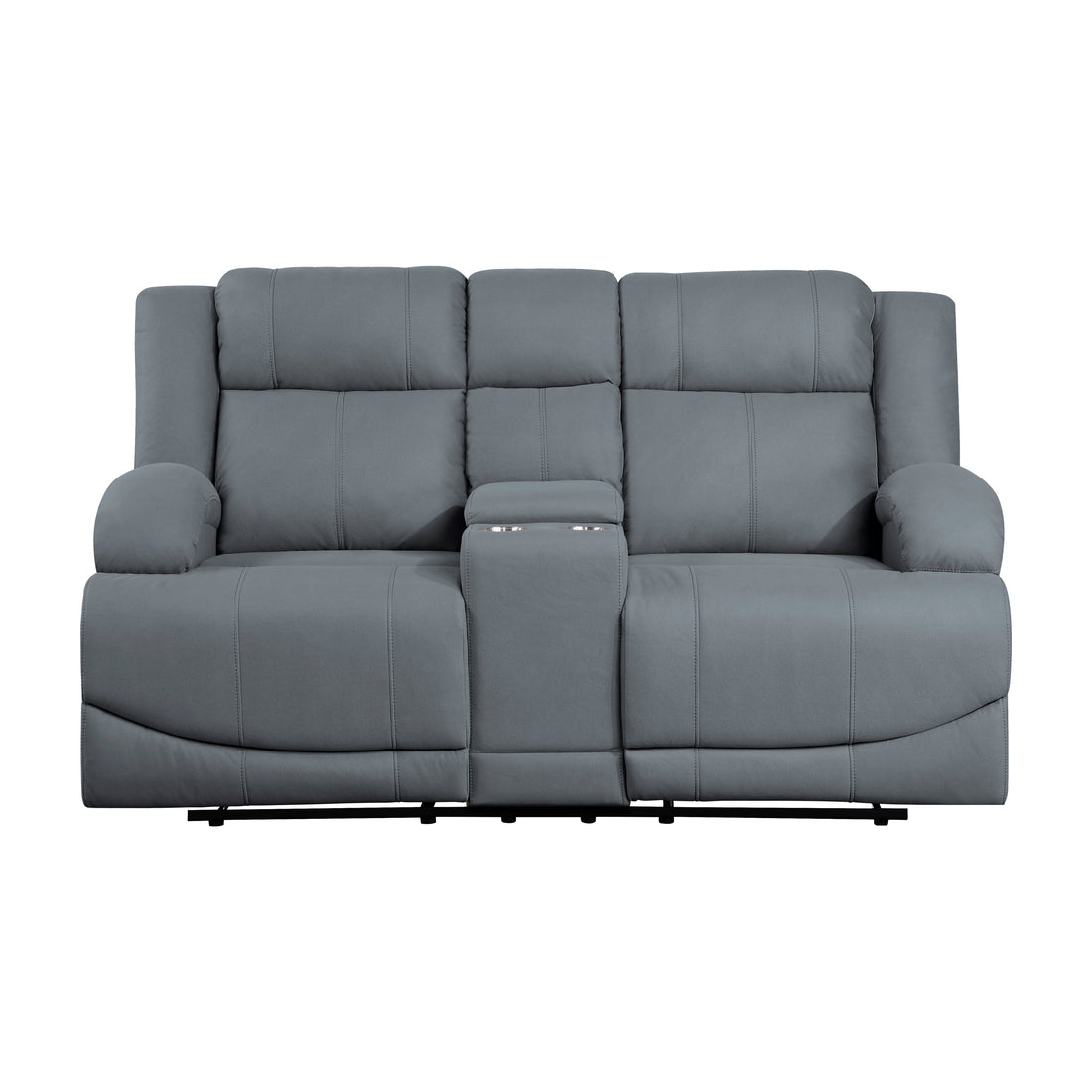 Camryn Graphite Blue Double Reclining Loveseat with Center Console - 9207GPB-2 - Bien Home Furniture &amp; Electronics