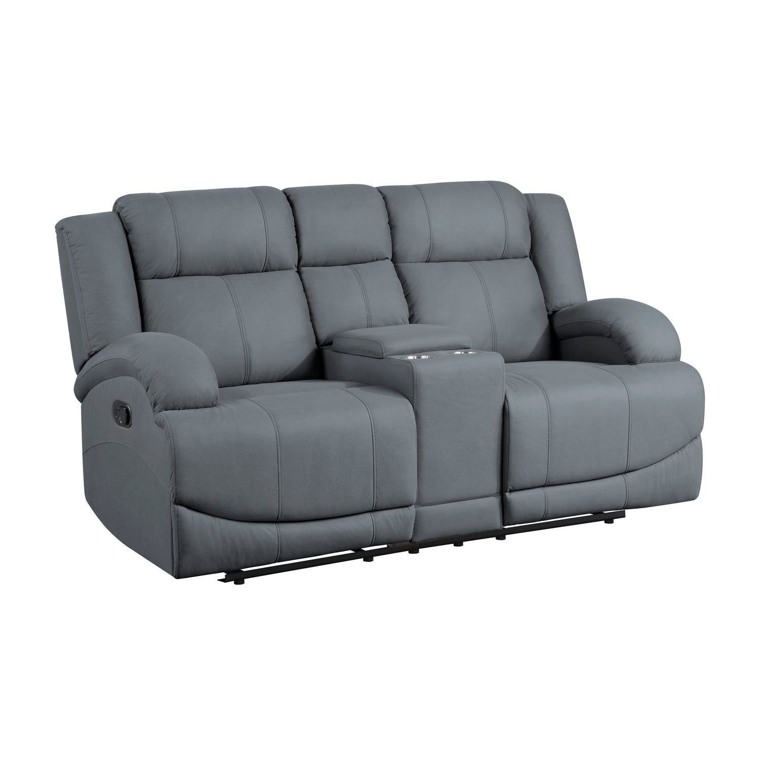 Camryn Graphite Blue Double Reclining Loveseat with Center Console - 9207GPB-2 - Bien Home Furniture &amp; Electronics