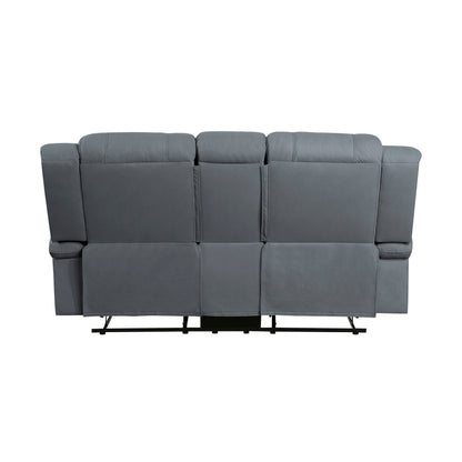 Camryn Graphite Blue Double Reclining Loveseat with Center Console - 9207GPB-2 - Bien Home Furniture &amp; Electronics