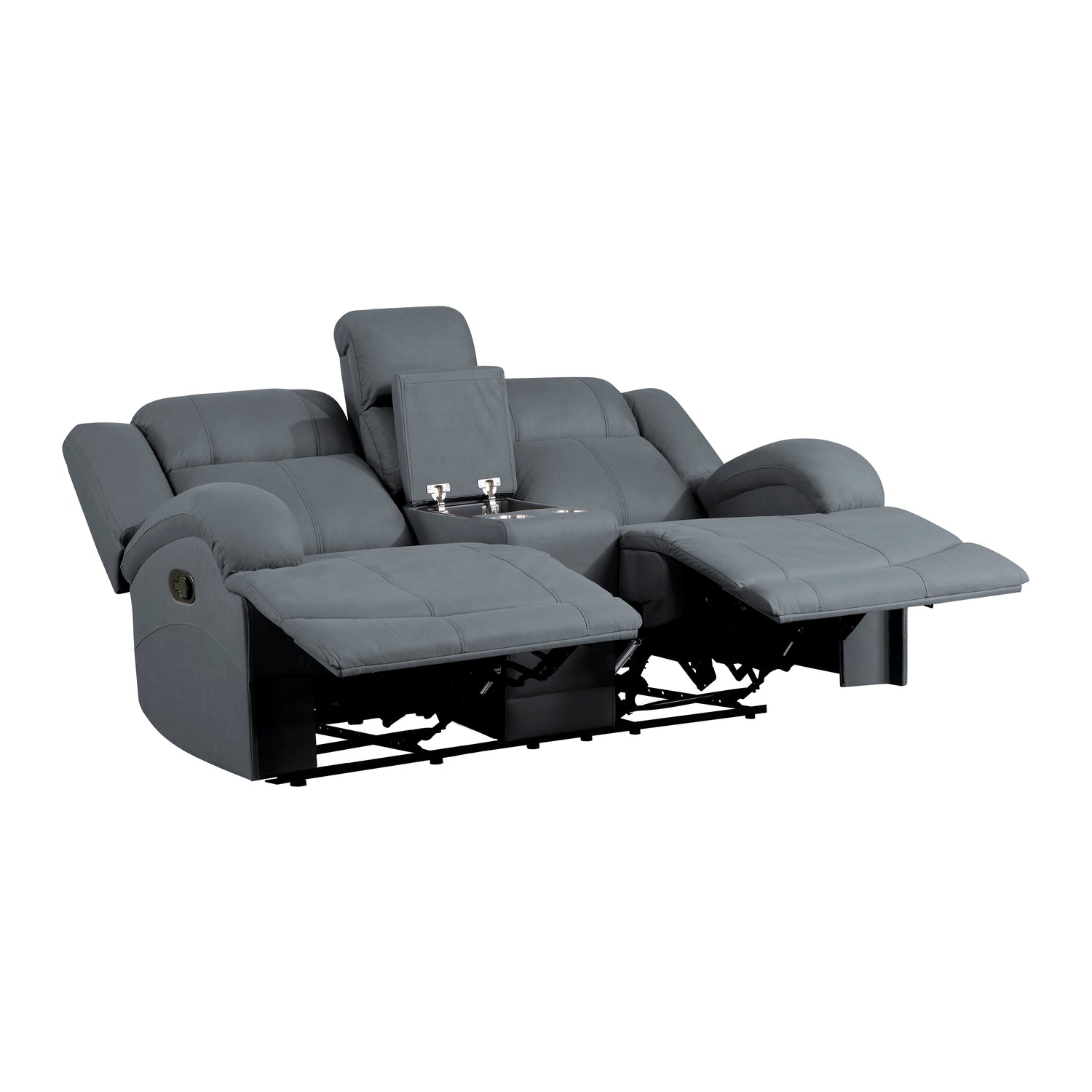 Camryn Graphite Blue Double Reclining Loveseat with Center Console - 9207GPB-2 - Bien Home Furniture &amp; Electronics