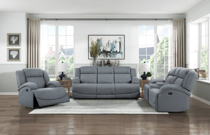 Camryn Graphite Blue Double Reclining Loveseat with Center Console - 9207GPB-2 - Bien Home Furniture &amp; Electronics