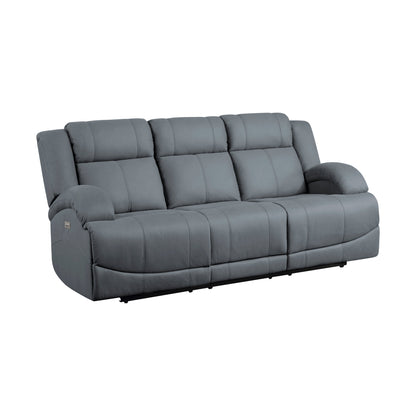 Camryn Graphite Blue Power Double Reclining Sofa - 9207GPB-3PW - Bien Home Furniture &amp; Electronics