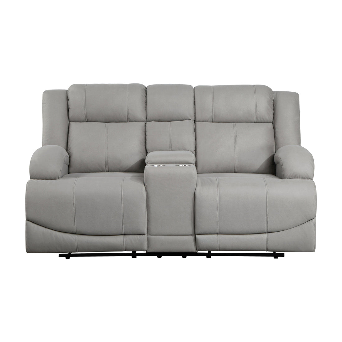 Camryn Gray Double Reclining Loveseat with Center Console - 9207GRY-2 - Bien Home Furniture &amp; Electronics