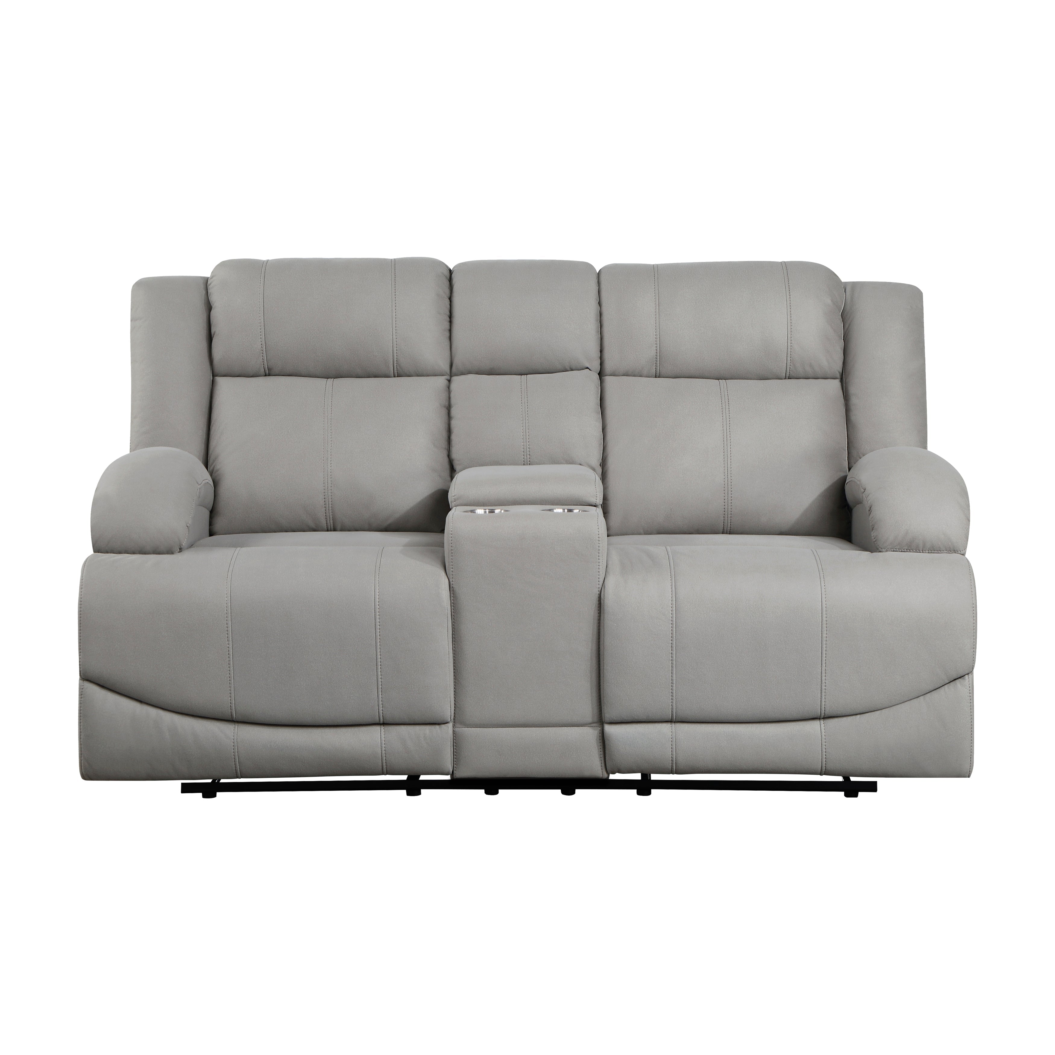 Camryn Gray Double Reclining Loveseat with Center Console - 9207GRY-2 - Bien Home Furniture &amp; Electronics