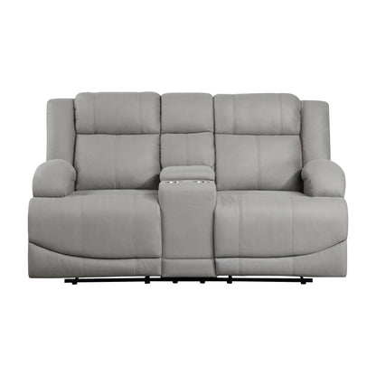 Camryn Gray Double Reclining Loveseat with Center Console - 9207GRY-2 - Bien Home Furniture &amp; Electronics