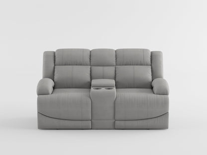 Camryn Gray Double Reclining Loveseat with Center Console - 9207GRY-2 - Bien Home Furniture &amp; Electronics