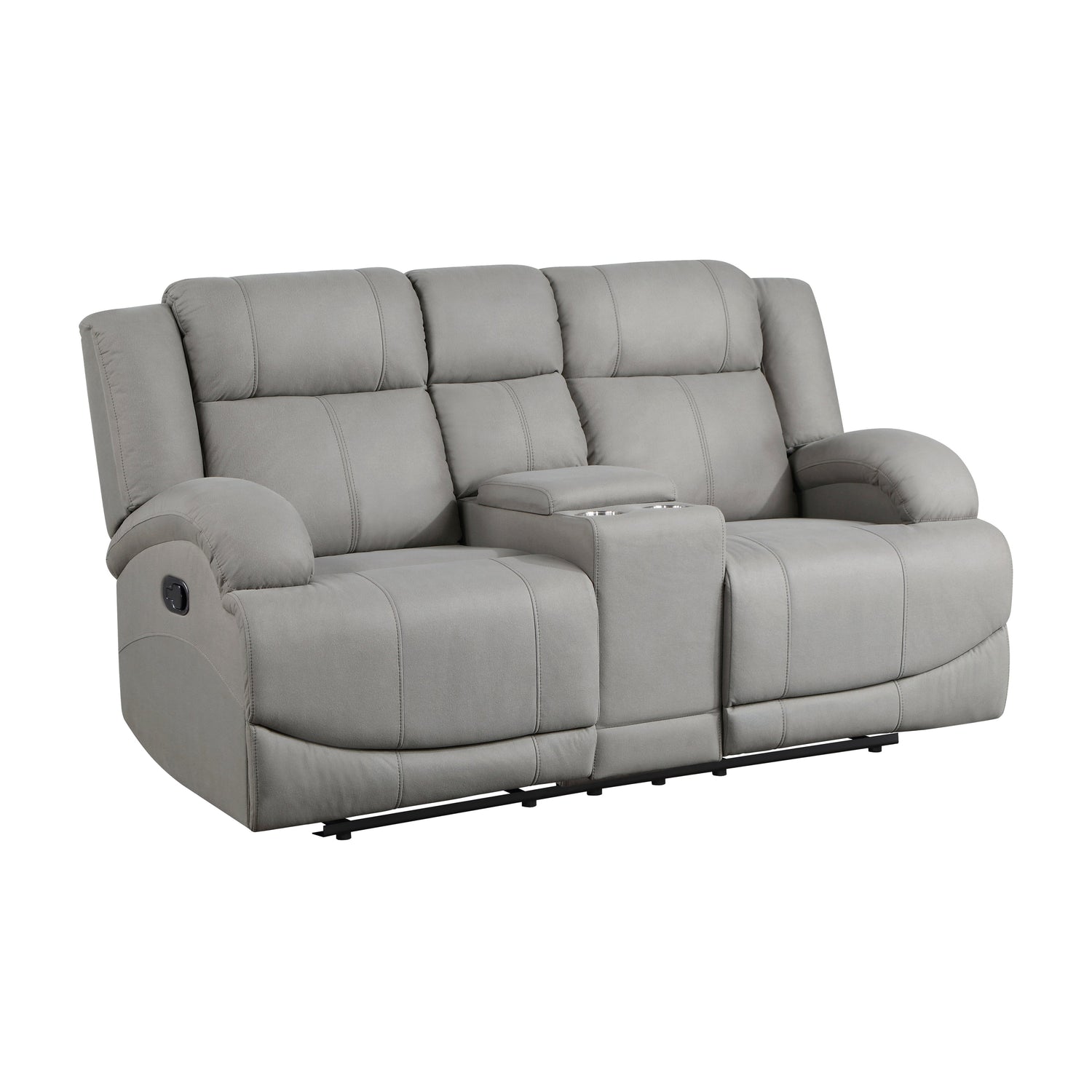 Camryn Gray Double Reclining Loveseat with Center Console - 9207GRY-2 - Bien Home Furniture &amp; Electronics