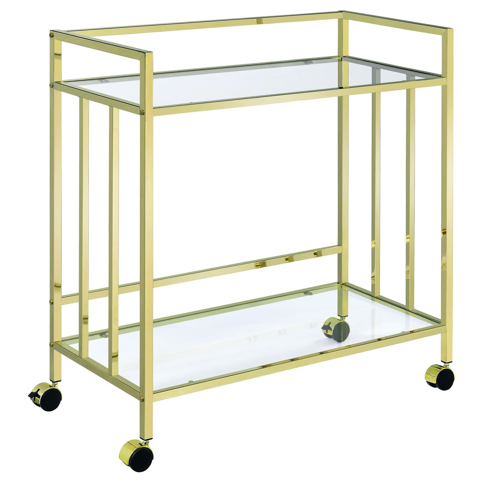 Cara Brass Rectangular Glass Bar Cart - 181381 - Bien Home Furniture &amp; Electronics