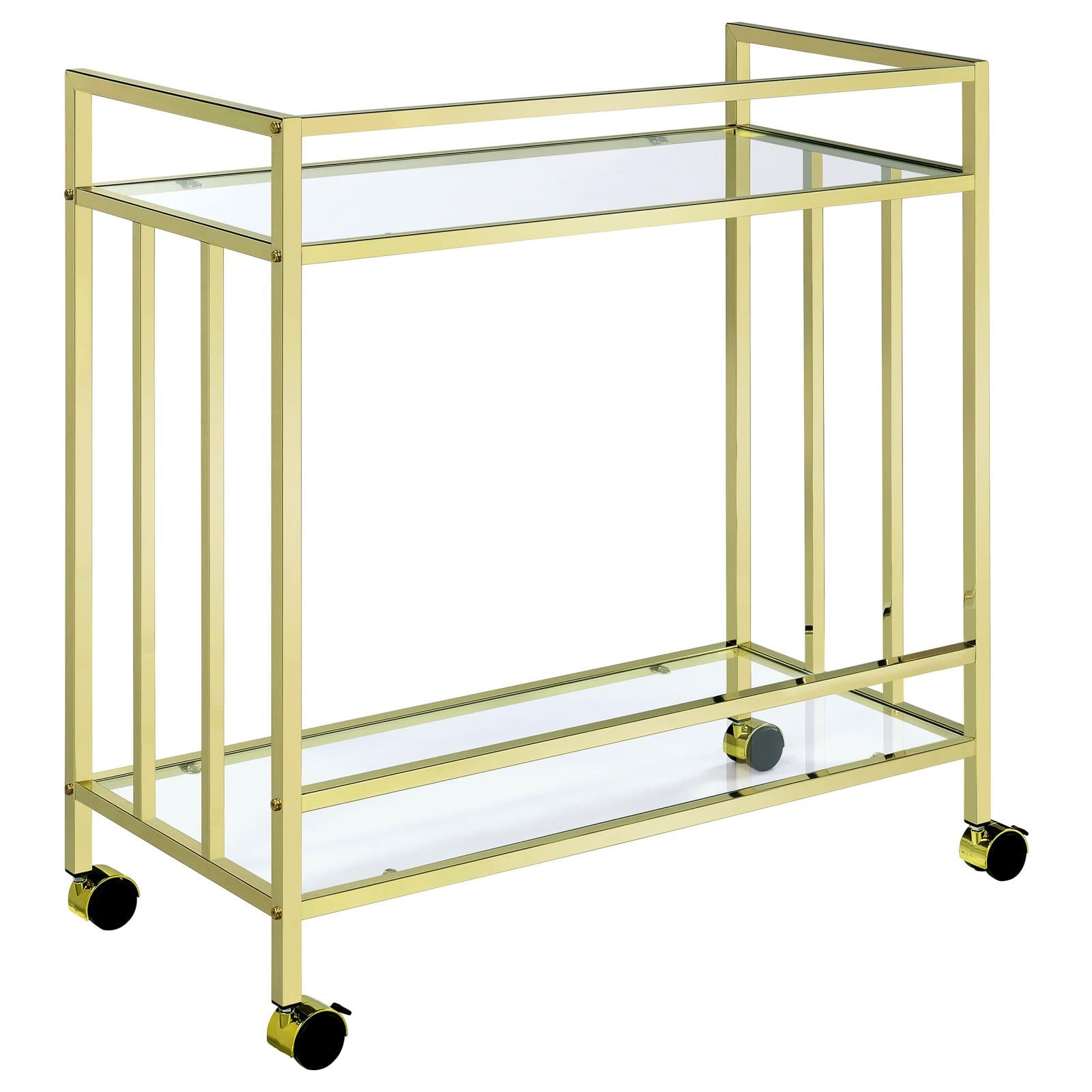 Cara Brass Rectangular Glass Bar Cart - 181381 - Bien Home Furniture &amp; Electronics