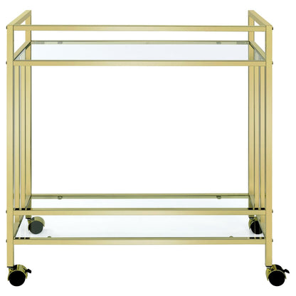 Cara Brass Rectangular Glass Bar Cart - 181381 - Bien Home Furniture &amp; Electronics