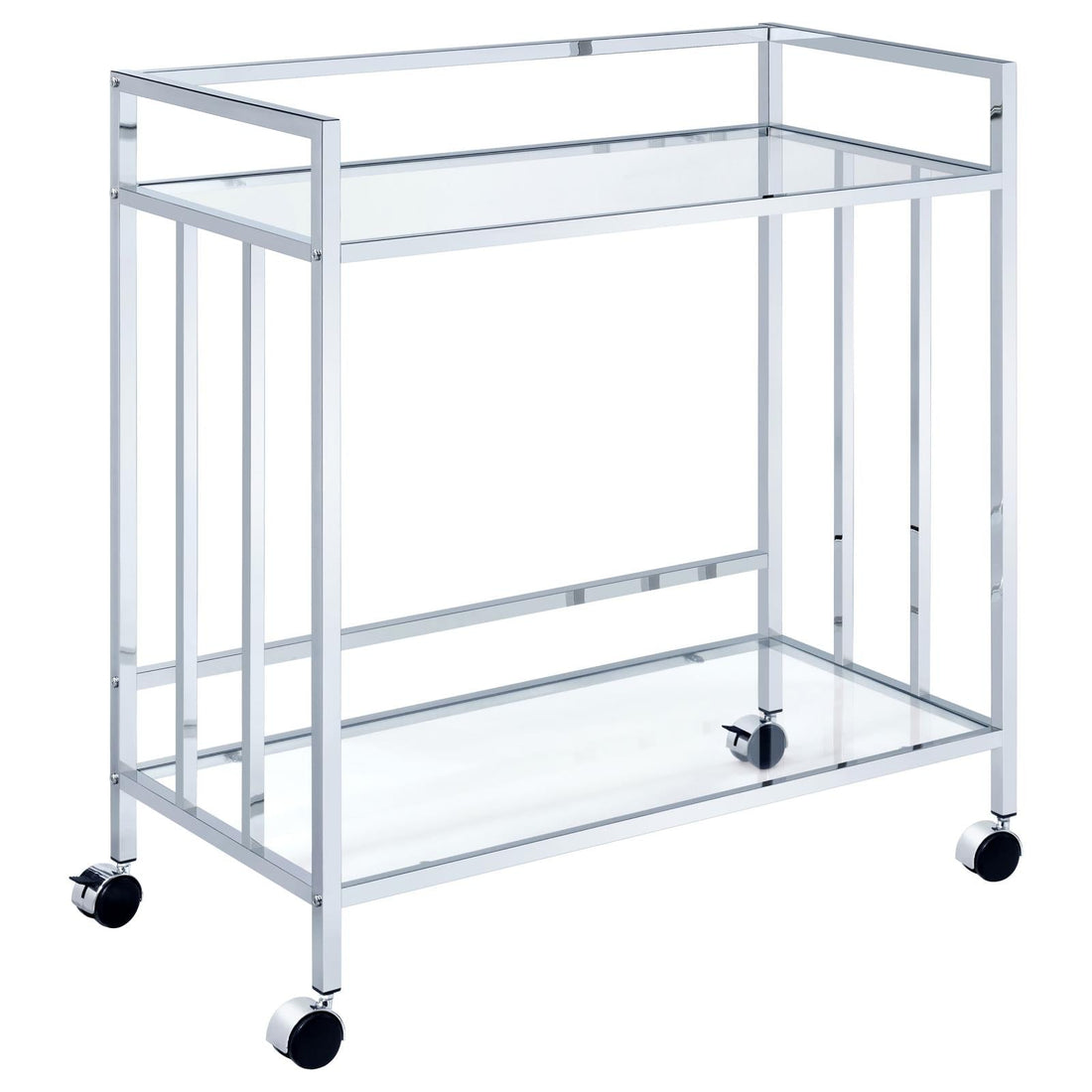 Cara Chrome Rectangular Glass Bar Cart - 181382 - Bien Home Furniture &amp; Electronics
