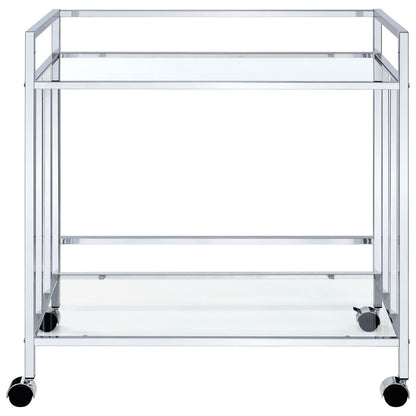 Cara Chrome Rectangular Glass Bar Cart - 181382 - Bien Home Furniture &amp; Electronics