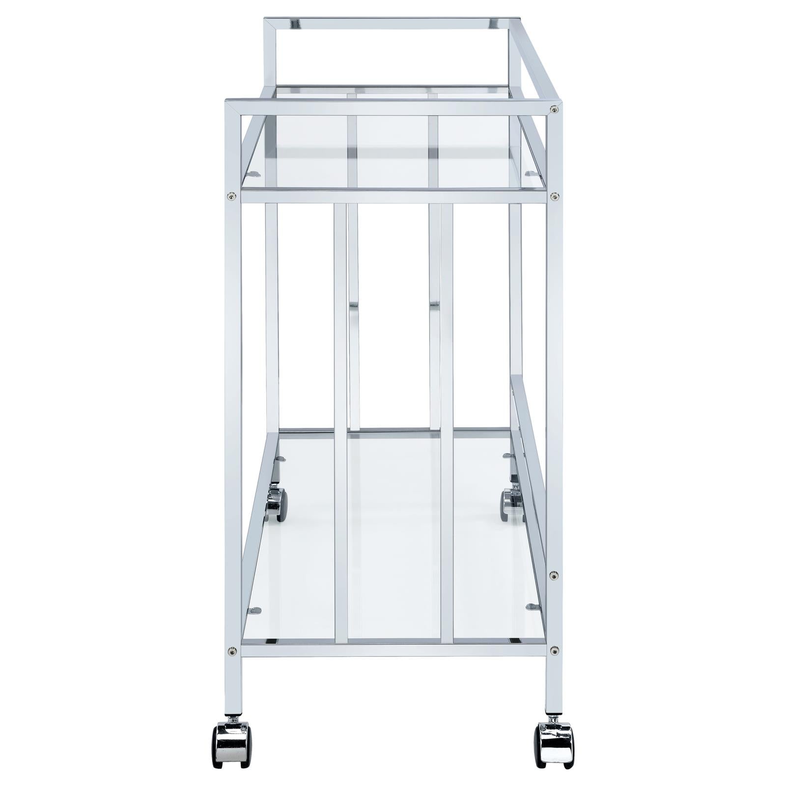 Cara Chrome Rectangular Glass Bar Cart - 181382 - Bien Home Furniture &amp; Electronics