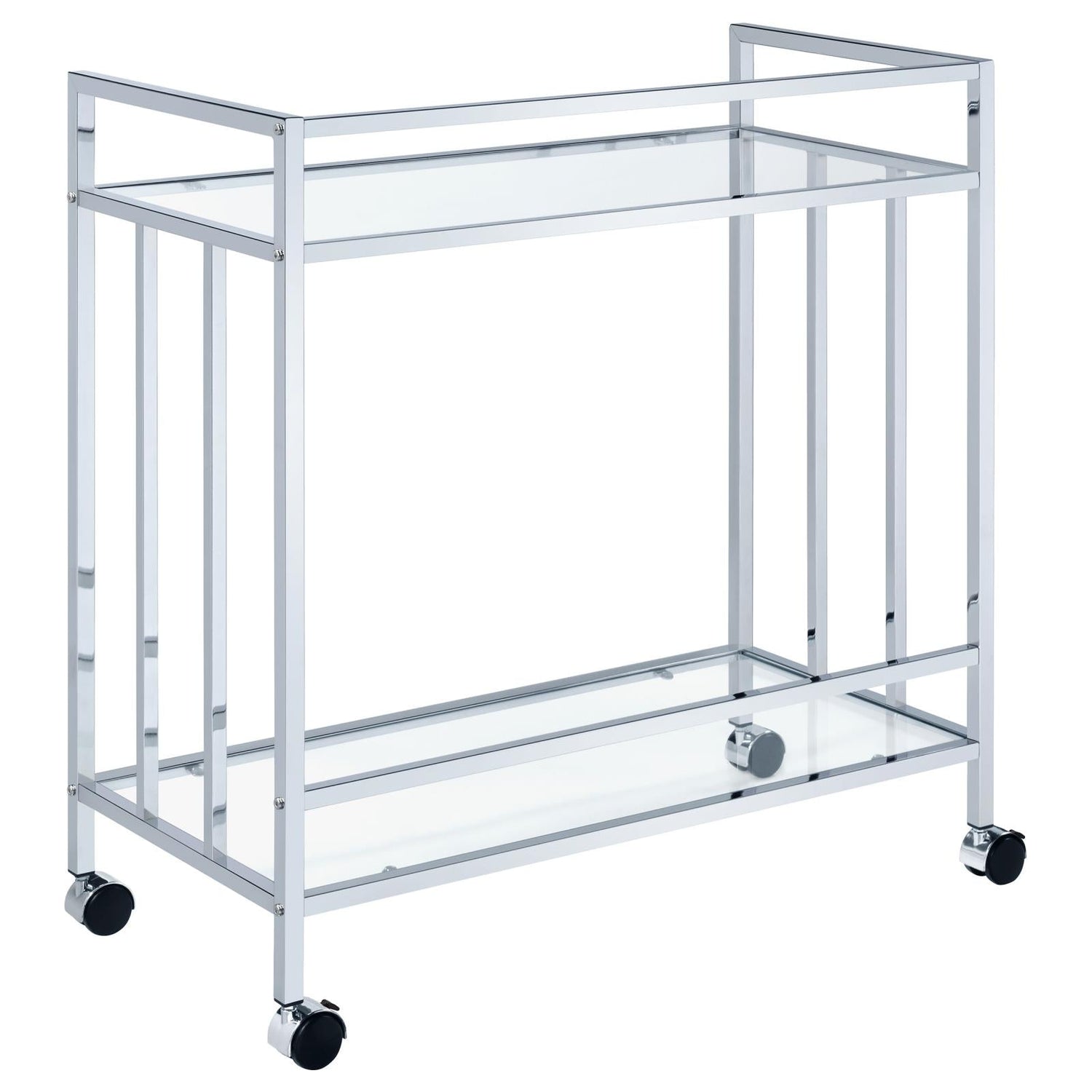 Cara Chrome Rectangular Glass Bar Cart - 181382 - Bien Home Furniture &amp; Electronics