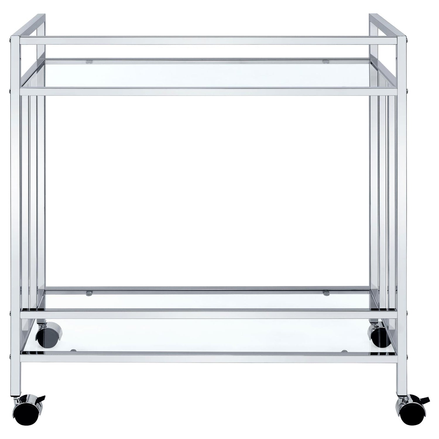 Cara Chrome Rectangular Glass Bar Cart - 181382 - Bien Home Furniture &amp; Electronics