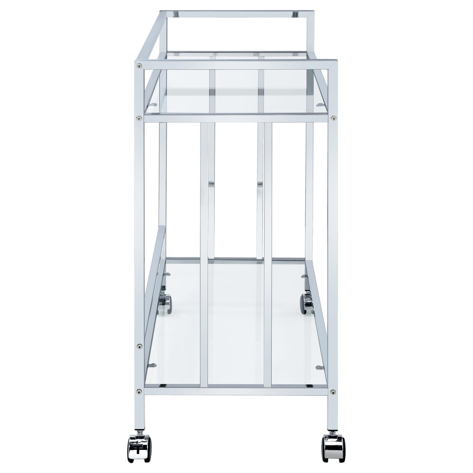 Cara Chrome Rectangular Glass Bar Cart - 181382 - Bien Home Furniture &amp; Electronics