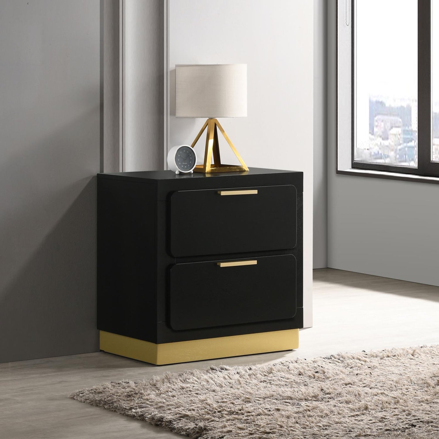 Caraway 2-drawer Nightstand Bedside Table Black - 224782 - Bien Home Furniture &amp; Electronics