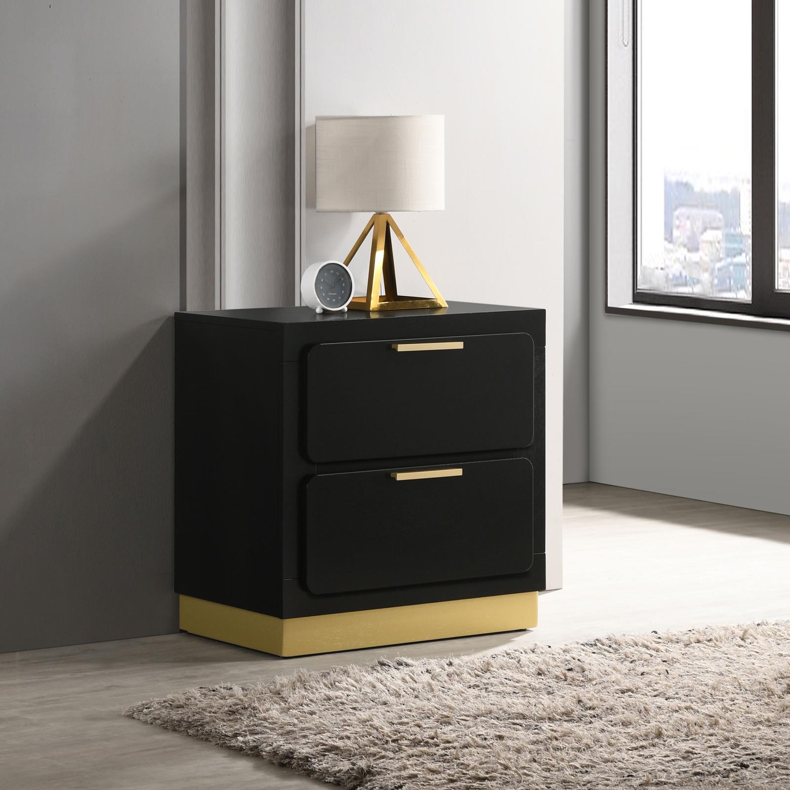 Caraway 2-drawer Nightstand Bedside Table Black - 224782 - Bien Home Furniture &amp; Electronics