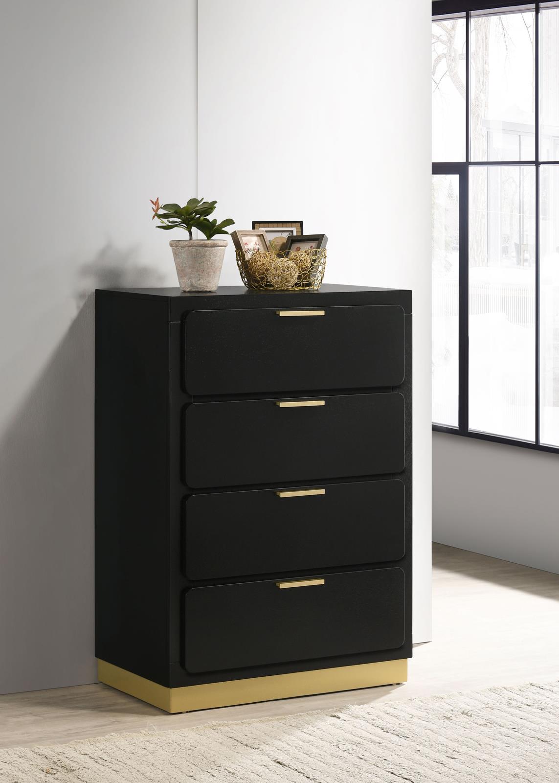 Caraway 4-drawer Bedroom Chest Black - 224785 - Bien Home Furniture &amp; Electronics