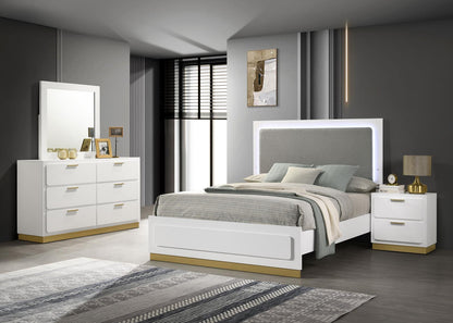 Caraway 4-piece Queen Bedroom Set with LED Headboard White and Grey - 224771Q-S4 - Bien Home Furniture &amp; Electronics