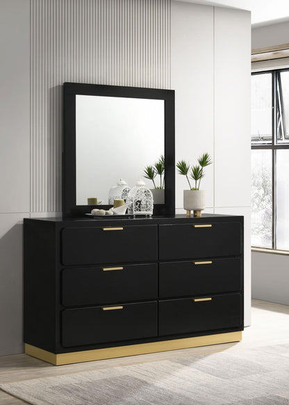Caraway 6-drawer Bedroom Dresser with Mirror Black - 224783M - Bien Home Furniture &amp; Electronics
