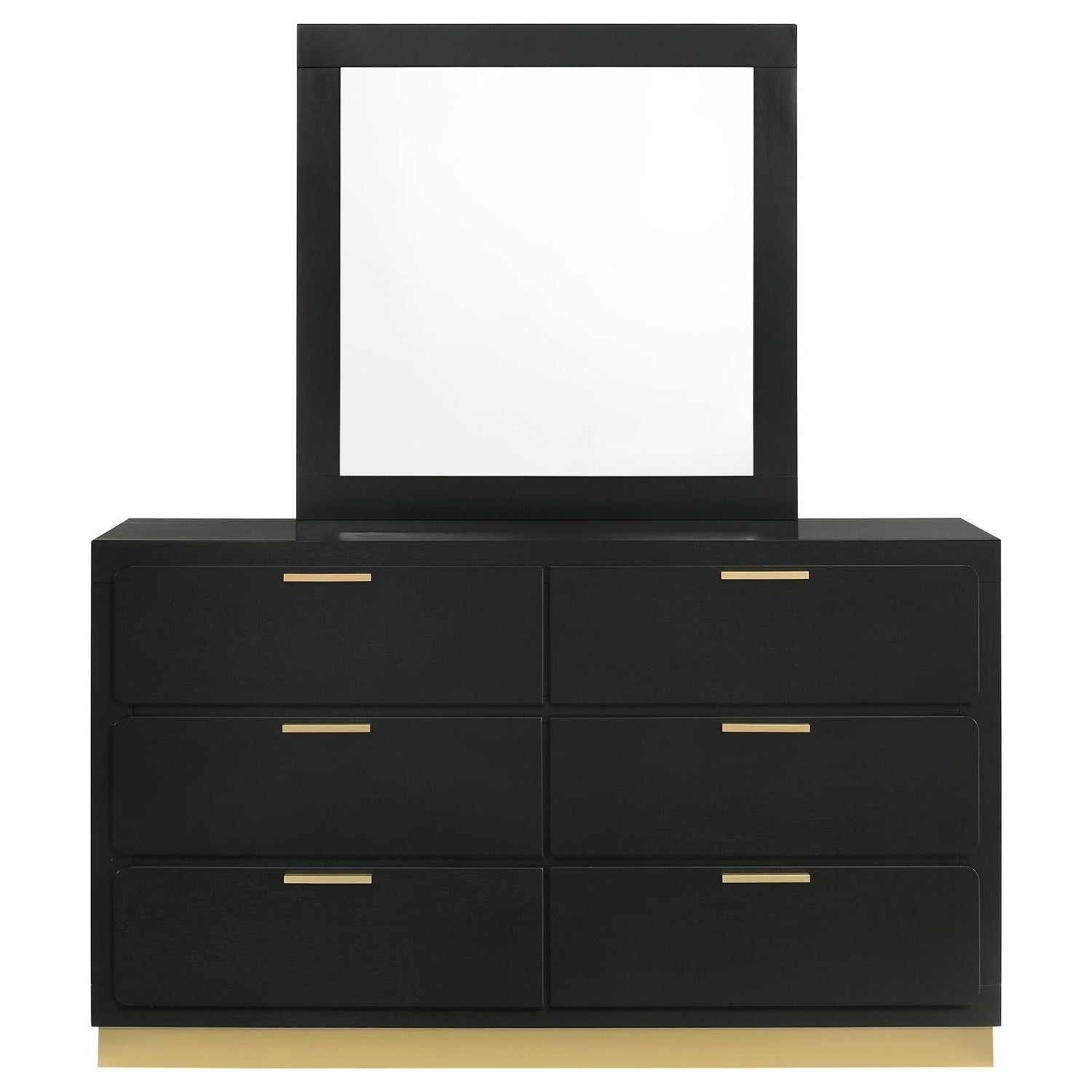 Caraway 6-drawer Bedroom Dresser with Mirror Black - 224783M - Bien Home Furniture &amp; Electronics