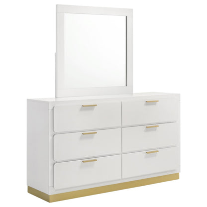 Caraway 6-drawer Bedroom Dresser with Mirror White - 224773M - Bien Home Furniture &amp; Electronics