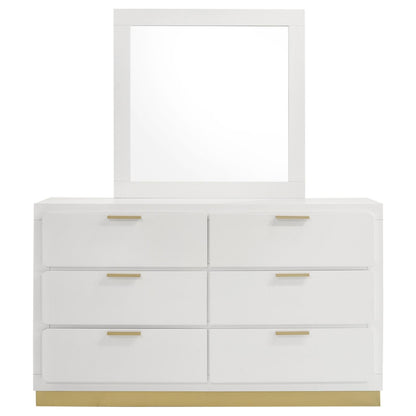 Caraway 6-drawer Bedroom Dresser with Mirror White - 224773M - Bien Home Furniture &amp; Electronics
