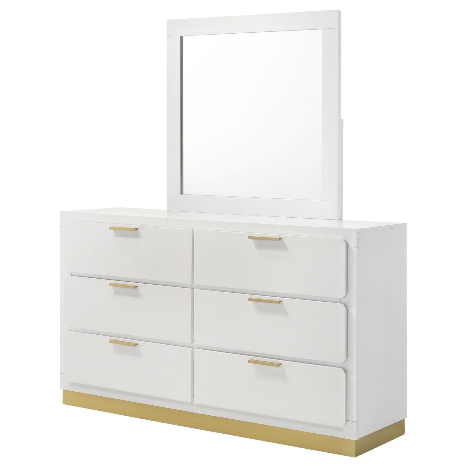 Caraway 6-drawer Bedroom Dresser with Mirror White - 224773M - Bien Home Furniture &amp; Electronics