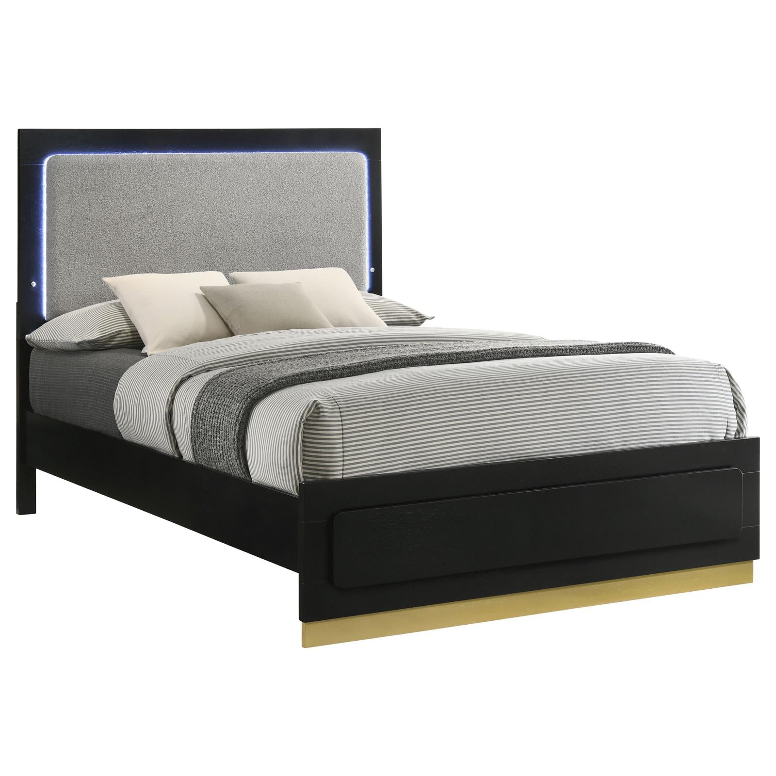 Caraway California King Bed with LED Headboard Black and Grey - 224781KW - Bien Home Furniture &amp; Electronics