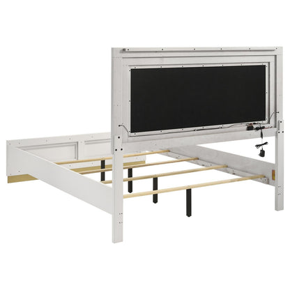 Caraway California King Bed with LED Headboard White and Grey - 224771KW - Bien Home Furniture &amp; Electronics