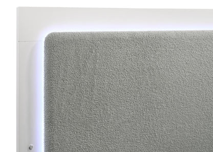 Caraway California King Bed with LED Headboard White and Grey - 224771KW - Bien Home Furniture &amp; Electronics