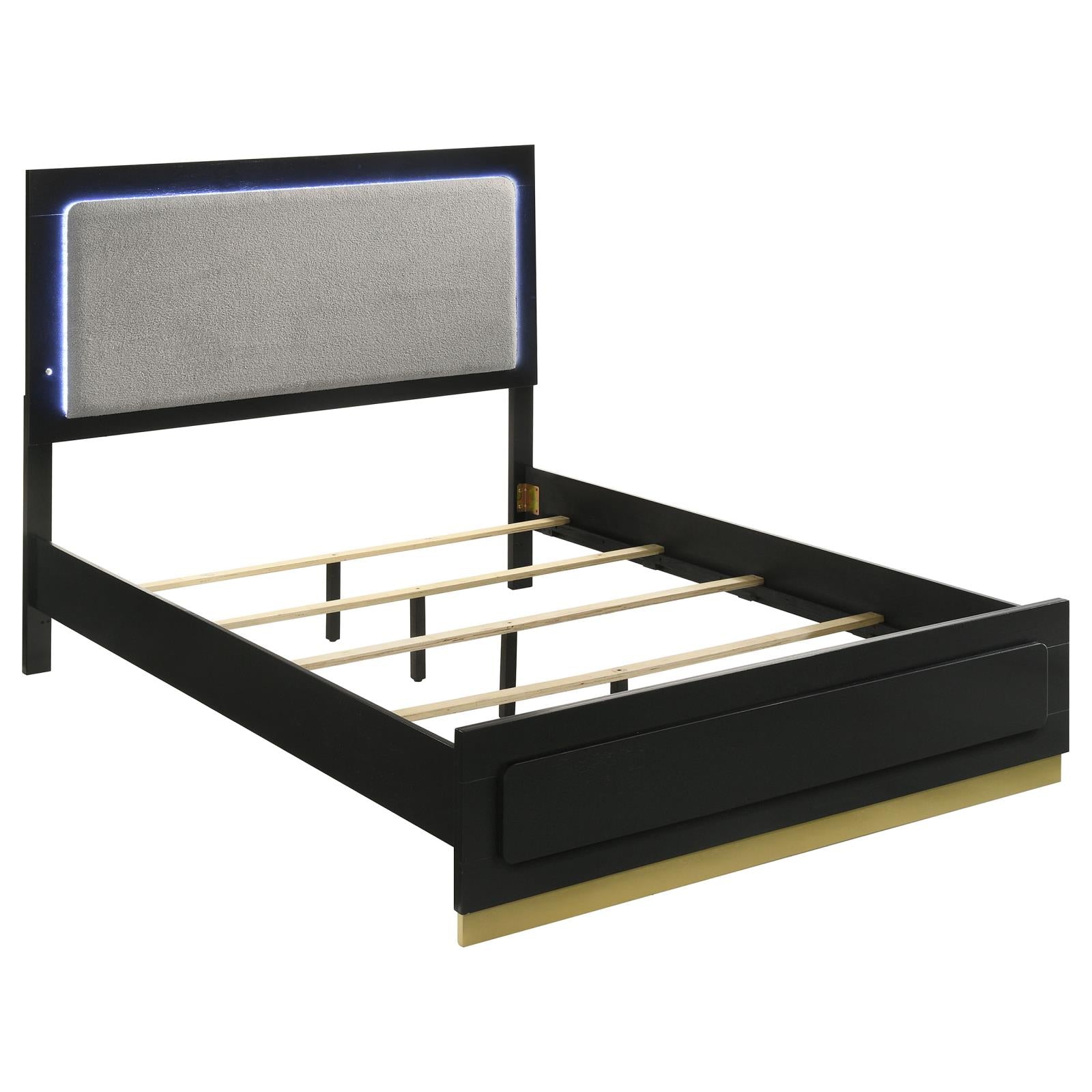 Caraway Eastern King Bed with LED Headboard Black and Grey - 224781KE - Bien Home Furniture &amp; Electronics