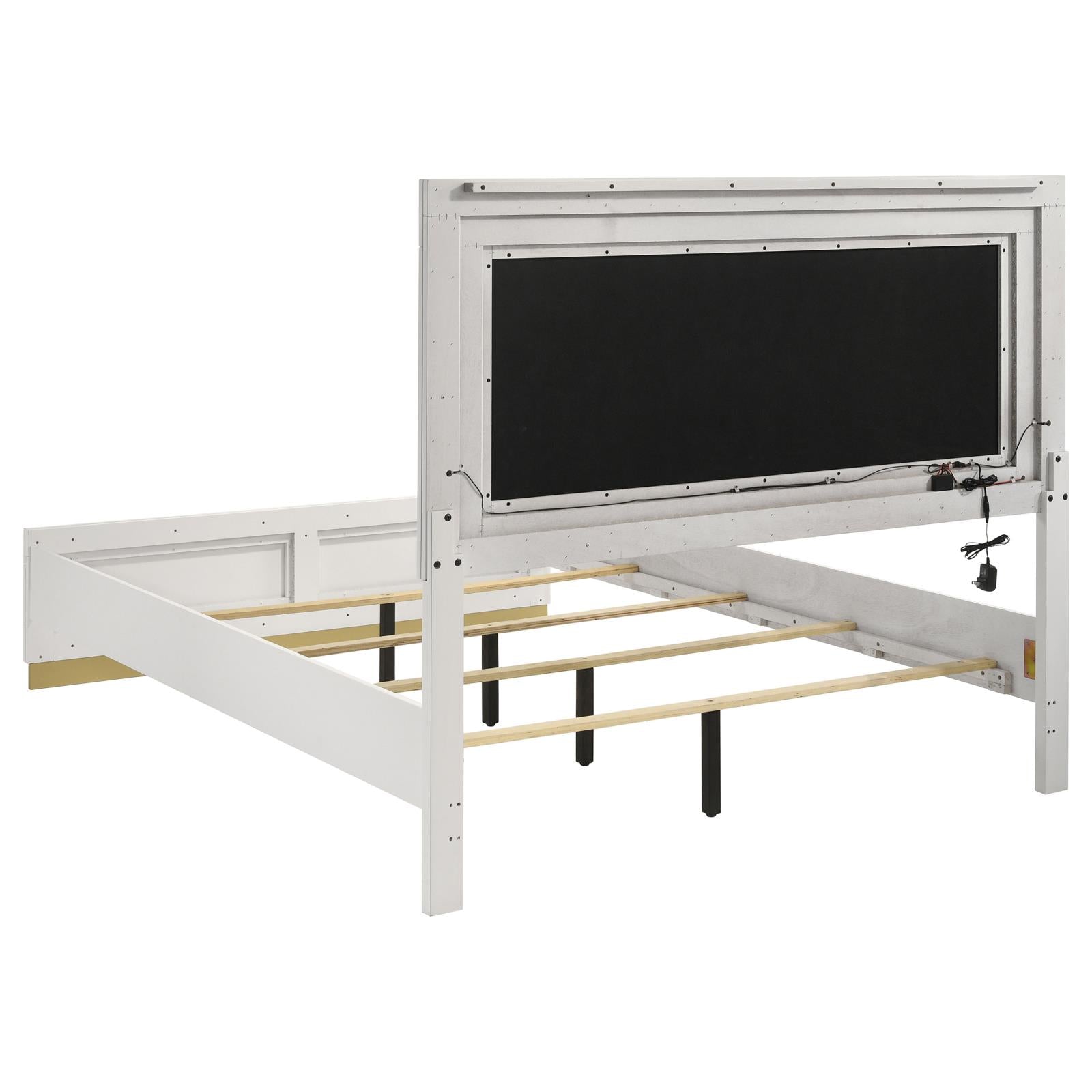 Caraway Eastern King Bed with LED Headboard White and Grey - 224771KE - Bien Home Furniture &amp; Electronics