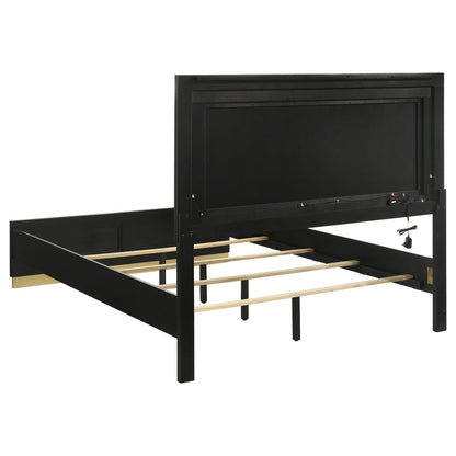 Caraway Queen Bed with LED Headboard Black and Grey - 224781Q - Bien Home Furniture &amp; Electronics