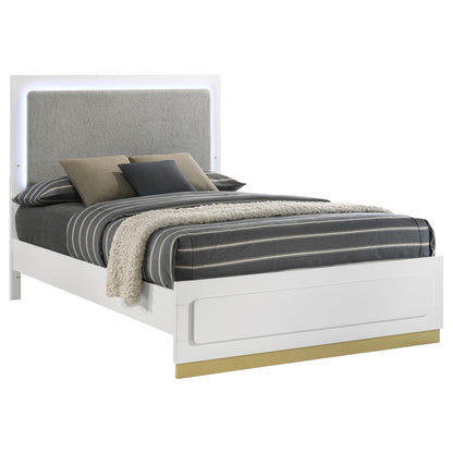Caraway Queen Bed with LED Headboard White and Grey - 224771Q - Bien Home Furniture &amp; Electronics