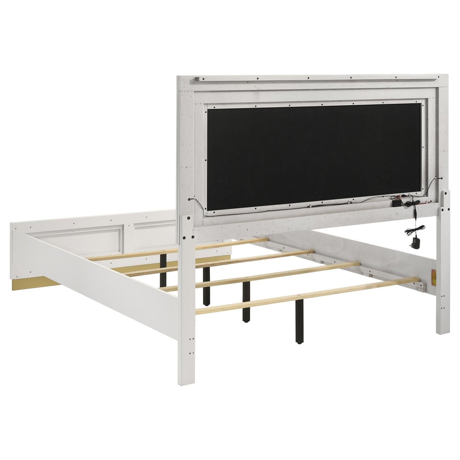 Caraway Queen Bed with LED Headboard White and Grey - 224771Q - Bien Home Furniture &amp; Electronics