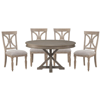 Cardano Driftwood Brown Round Dining Set - SET | 1689BR-54 | 1689BR-54B | 1689BRS(3) - Bien Home Furniture &amp; Electronics