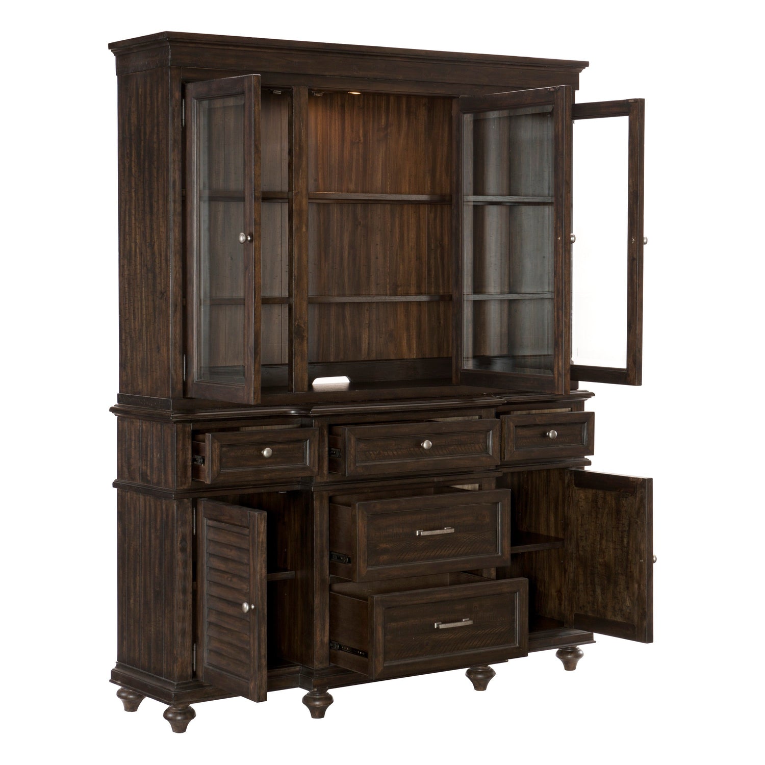 Cardano Driftwood Charcoal Buffet &amp; Hutch - SET | 1689-55 | 1689-50 - Bien Home Furniture &amp; Electronics
